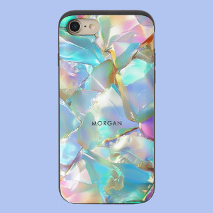 Opal background with black name or initials iPhone 8/7 slider case
