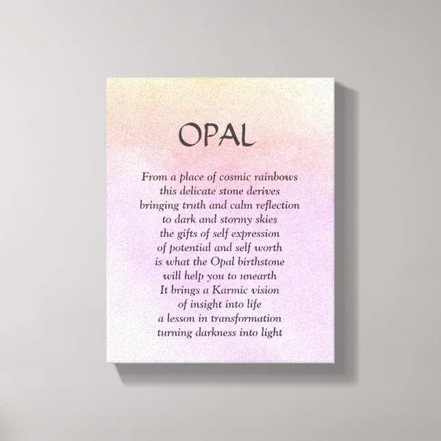 Opal birthstone - October poem art canvas (Front)