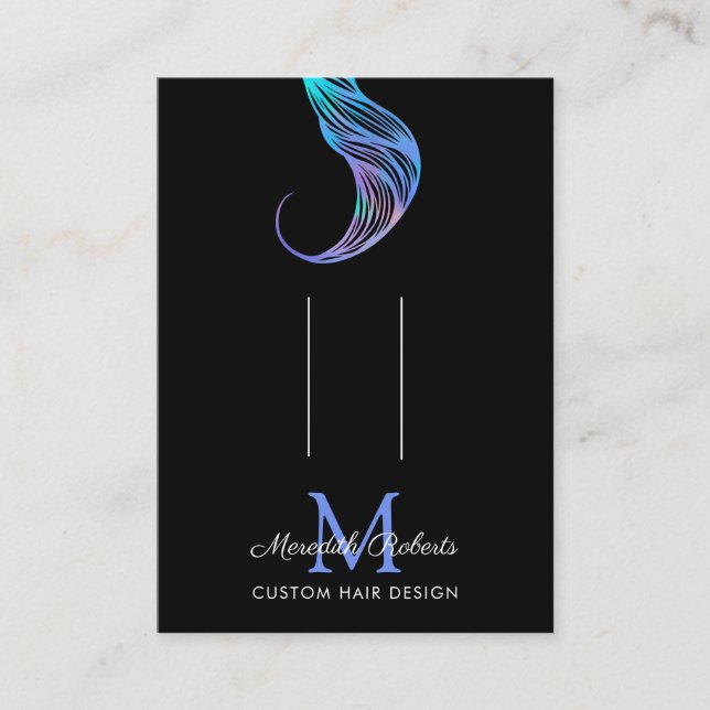 Opal Black Monogram Stylist Hair Clips Display Business Card (Front)