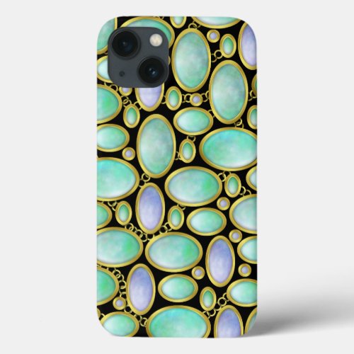 Opal Brooch Chain Pattern Luxe iPhone 13 Case