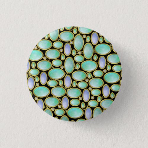 Opal Brooch Gem Gemstone Turquoise Pattern Button
