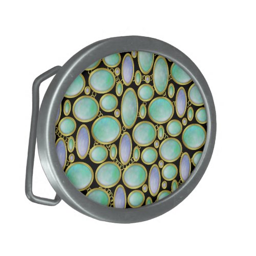 Opal Brooch Gem Gemstone Turquoise Pattern Oval Belt Buckle