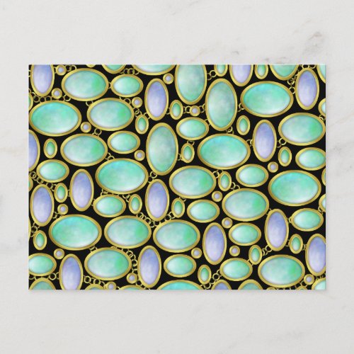Opal Brooch Gem Gemstone Turquoise Pattern Postcard