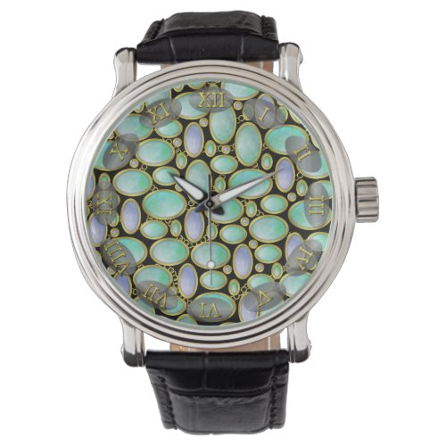Opal Brooch Pendant Chain Pattern Watch