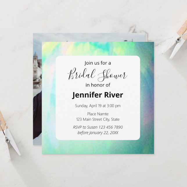 Opal Chic Elegant Modern Invitation (Front/Back In Situ)
