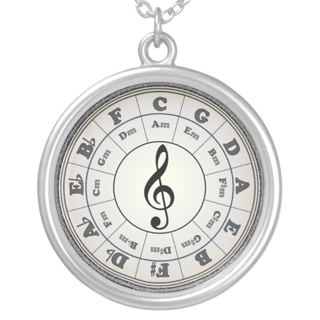 Opal Circle of Fifths - another version Silver Plated Necklace (Front)