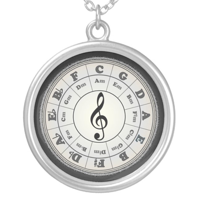 Opal Circle of Fifths Silver Plated Necklace (Front)