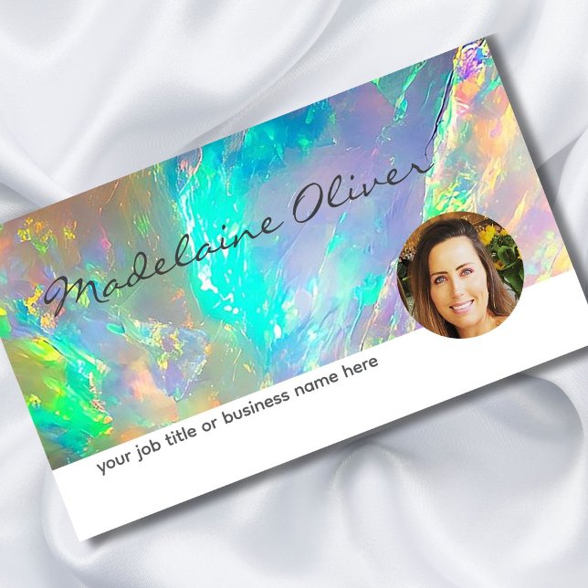 Opal Color Blue Photo Business Card (Creator Uploaded)