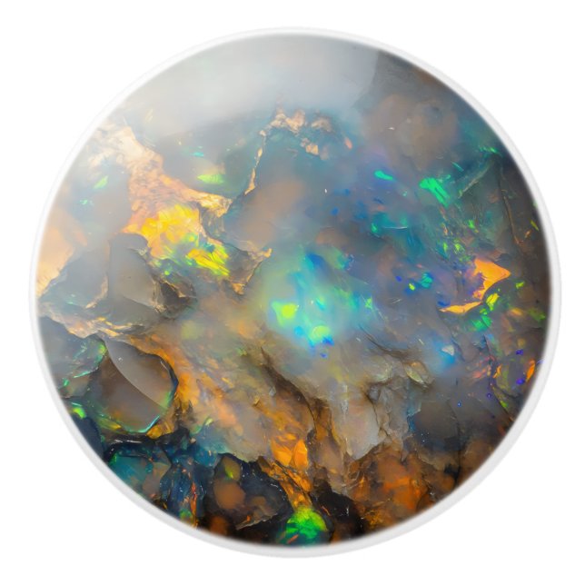 Opal Color Gemstone Pattern Ceramic Knob (Front)