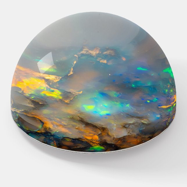 Opal Color Gemstone Pattern Paperweight (Angled)