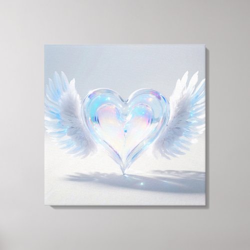  Opal Crystal Heart Angel Wings AP78  Canvas Print