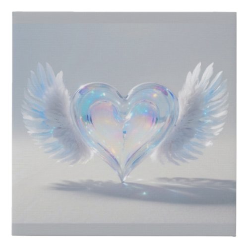  Opal Crystal Heart Angel Wings AP78  Faux Canvas Print