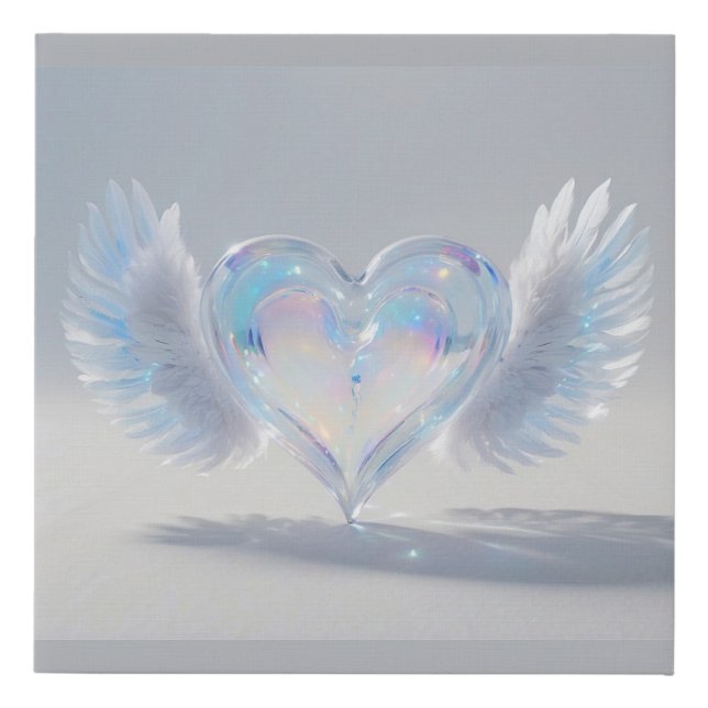 *~* Opal Crystal Heart Angel Wings AP78  Faux Canvas Print (Front)