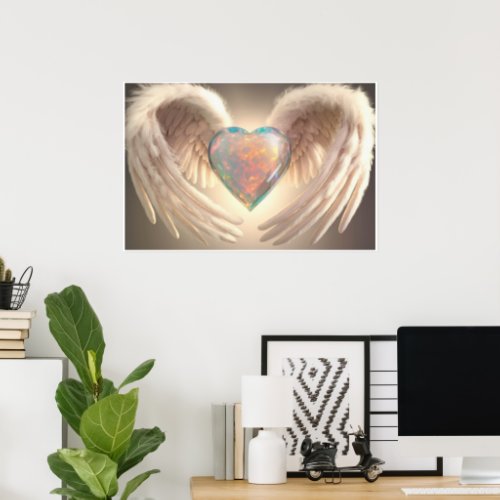  Opal Crystal Heart Angel Wings  AP78 Poster