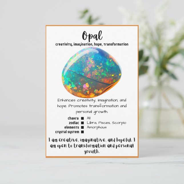 Opal Crystal Meaning Card (Standing Front)