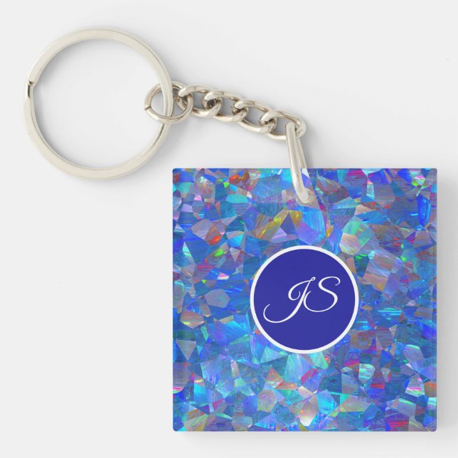 Opal Crystal Personalized Acrylic Keychain (Front)
