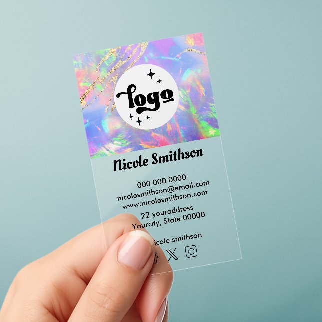 opal design clear business cards (Handheld)