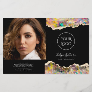 opal design on black bifold brochure