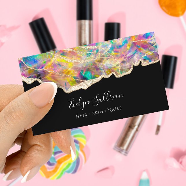 opal design on black business card (Creator Uploaded)