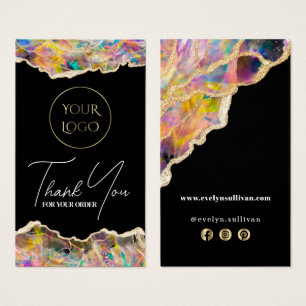 Opal design on black package insert