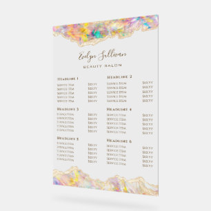 Opal Design Price List Acrylic Sign