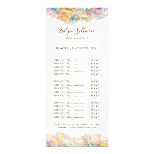 opal design price list rack card