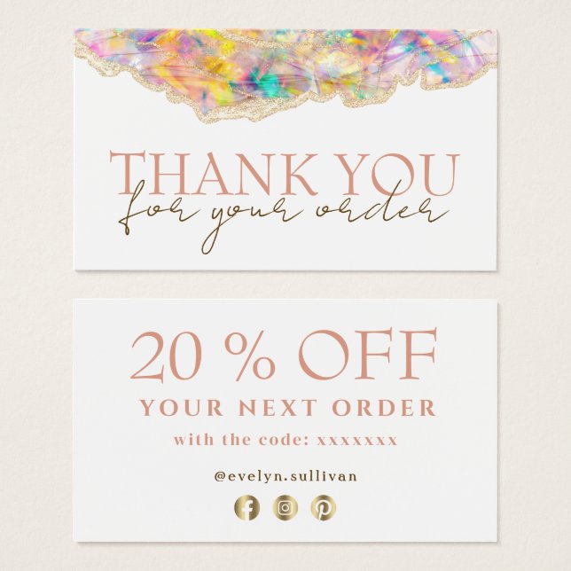 Opal design thank you discount card (Front & Back)