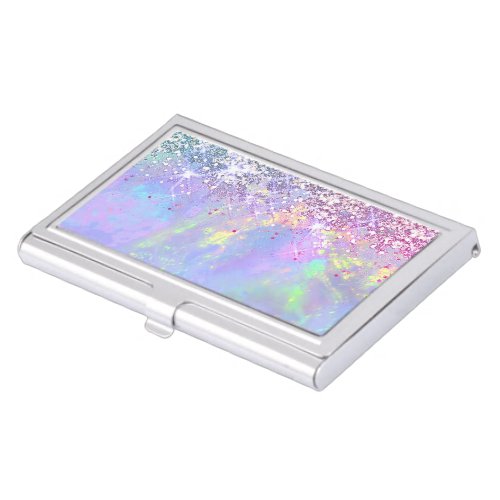 opal faux glitter  business card case