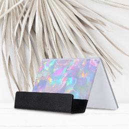 opal faux holographic desk business card holder