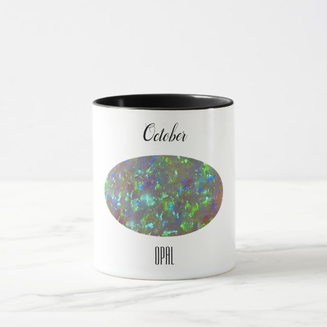 Opal Gem All Colors Coffee Mug October Birthstone (Center)