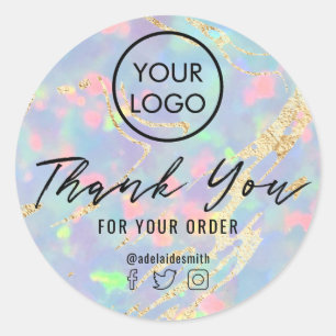 opal gem thank you  classic round sticker