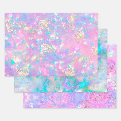 opal gemstone design wrapping paper sheets