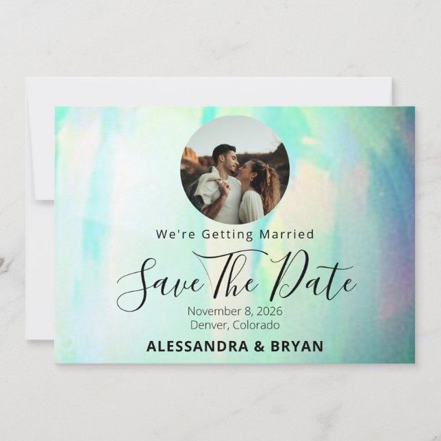 Opal Gemstone Elegant Save The Date (Front)
