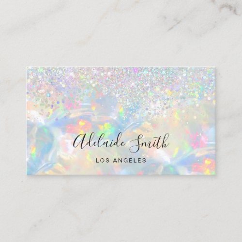 opal gemstone faux glitter business card