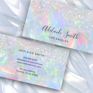 opal gemstone faux glitter effect business card