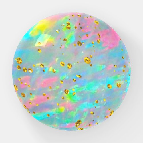 opal gemstone faux glitter paperweight