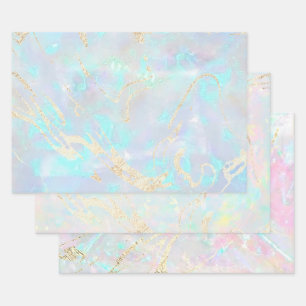 opal gemstone inspired background wrapping paper sheets