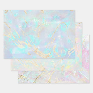 Holographic Agate  Iridescent Pastel Ombre Marble Wrapping Paper