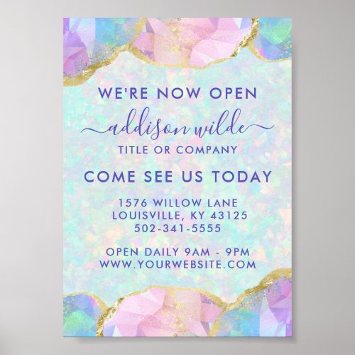 Opal Gemstone Pastel Business Opening Poster