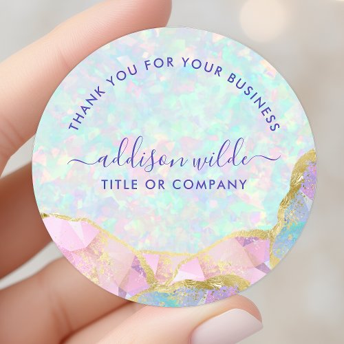 Opal Gemstone Pastel Business Thank You Classic Round Sticker