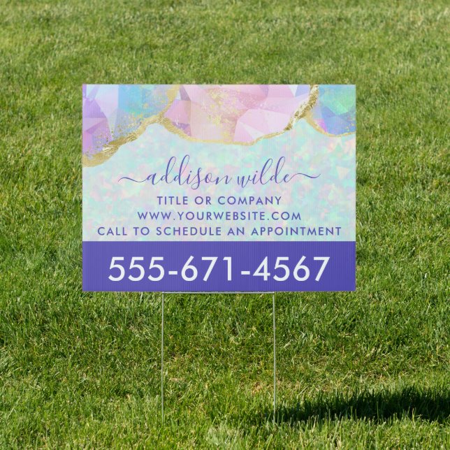 Opal Gemstone Pastel Iridescent Business Sign (Insitu)
