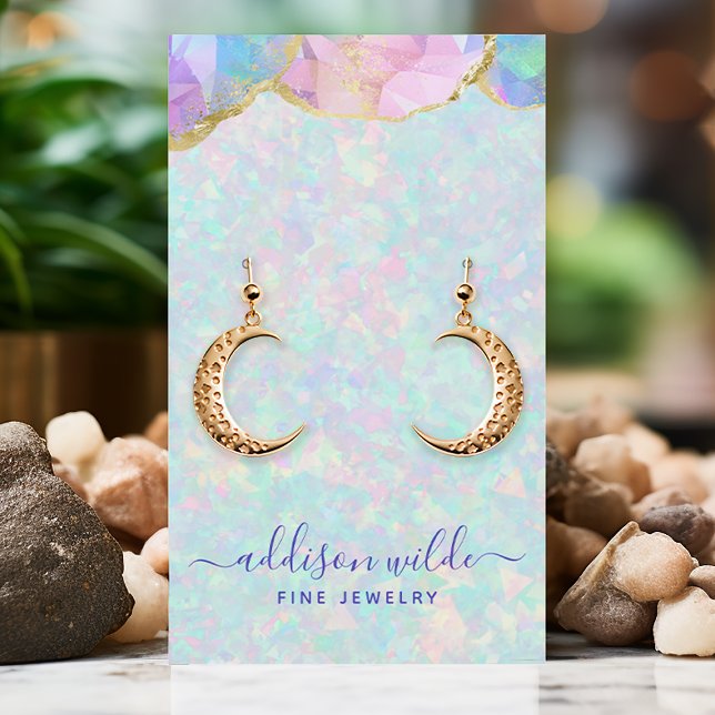 Opal Gemstone Pastel Iridescent Jewelry Display Business Card (Creator Uploaded)