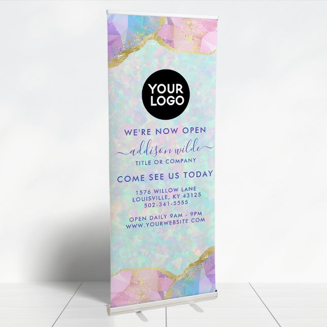 Opal Gemstone Pastel Iridescent Modern Business Retractable Banner (Creator Uploaded)