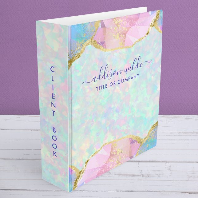 Opal Gemstone Pastel Iridescent Modern Elegant 3 Ring Binder (Creator Uploaded)