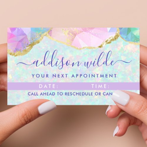 Opal Gemstone Pastel Iridescent Modern Elegant  Appointment Card