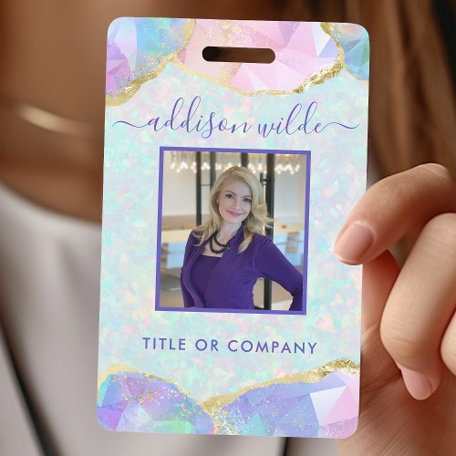 Opal Gemstone Pastel Iridescent Modern Elegant ID Badge