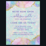 Opal Gemstone Pastel Modern Business Opening Flyer<br><div class="desc">Opal Gemstone Pastel Modern Business Opening Flyer. This design features colorful rainbow pastel opal gemstones in a contemporary artsy style accented with gold glitter edges. This bright girly design is perfect for any professional business woman looking for a fun artistic corporate idenity. Perfect for an event planner, makeup artist, hair...</div>