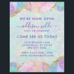 Opal Gemstone Pastel Modern Business Opening Flyer<br><div class="desc">Opal Gemstone Pastel Modern Business Opening Flyer. This design features colorful rainbow pastel opal gemstones in a contemporary artsy style accented with gold glitter edges. This bright girly design is perfect for any professional business woman looking for a fun artistic corporate idenity. Perfect for an event planner, makeup artist, hair...</div>