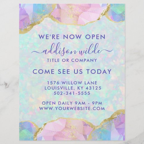 Opal Gemstone Pastel Modern Business Opening Flyer