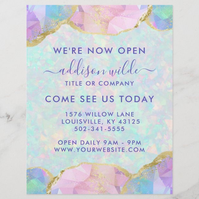 Opal Gemstone Pastel Modern Business Opening Flyer (Front)